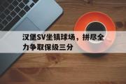 金年会招牌-汉堡SV坐镇球场，拼尽全力争取保级三分